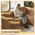 WLIVE 108'' Cloud Sectional Couches for Living Room, Modular Boneless Couch with Left Facing Chaise, L Shape Memory Foam Corduroy, with Ottoman, Brown