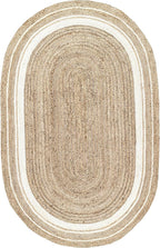 Nuloom Rikki Off-White/Natural, 3' x 5' Oval, Coastal Braided, Jute, Soft and Textured, High Traffic, Stain Resistant, Easy Clean, Durable Area Rug for Bedroom, Living Room, Dining, Foyer, Entryway