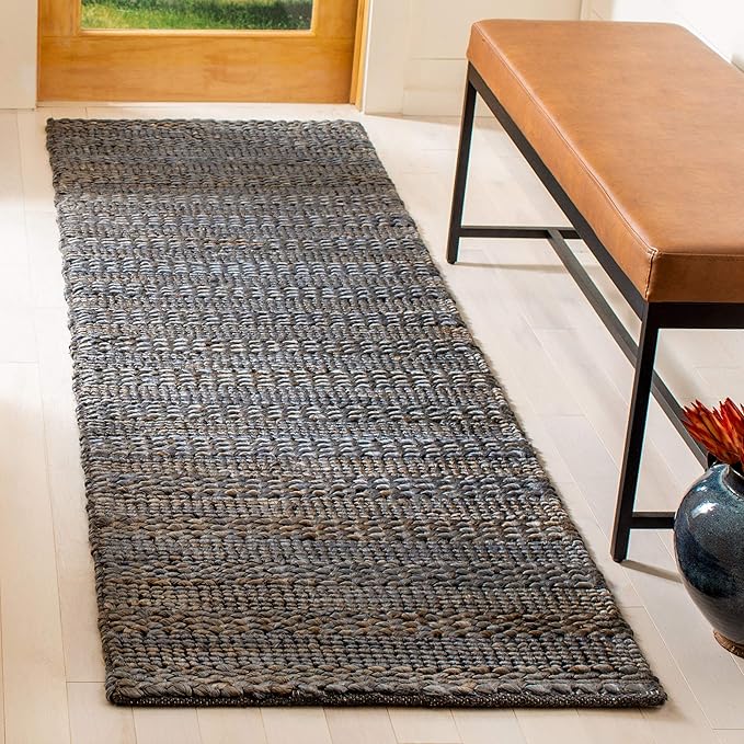 SAFAVIEH Natural Fiber Collection Runner Rug - 2'3" x 8', Grey, Handmade Jute, Braided Woven Design, Ideal for Living Room, Bedroom (NF212G)
