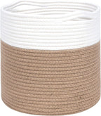 MINTWOOD Design 11 x 11 Inches Cotton Rope Basket for Flower Pot and Indoor Floor Planters, Decorative Round Woven Plant Pot Basket, Planter Covers, Small Dog Toy Storage Baskets, Jute