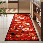 Rugcomf Runner Rug for Hallways Kitchen Rug Non Slip 2'x 6' Washable Runner Rugs with Rubber Backing Soft Floral Carpet Runner for Hallways, Kitchen, Laundry, Bedroom, Bathroom(Red)