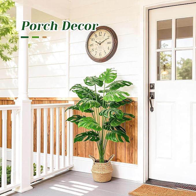 Der Rose 44" Tall Fake Plants with Basket Large Artificial Monstera Plants Indoor, Easy Assembly Faux Tree for Outdoor Office Living Room Bedroom Home Apartment Decor