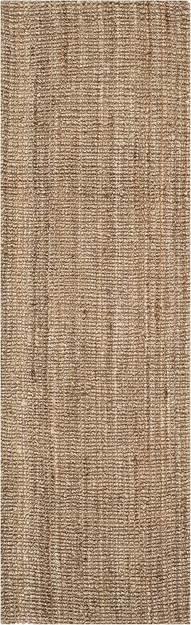 SAFAVIEH Natural Fiber Collection Runner Rug - 2'6" x 10', Natural & Grey, Handmade Jute, Farmhouse Style, Chunky Textured Thick Pile (NF447M)