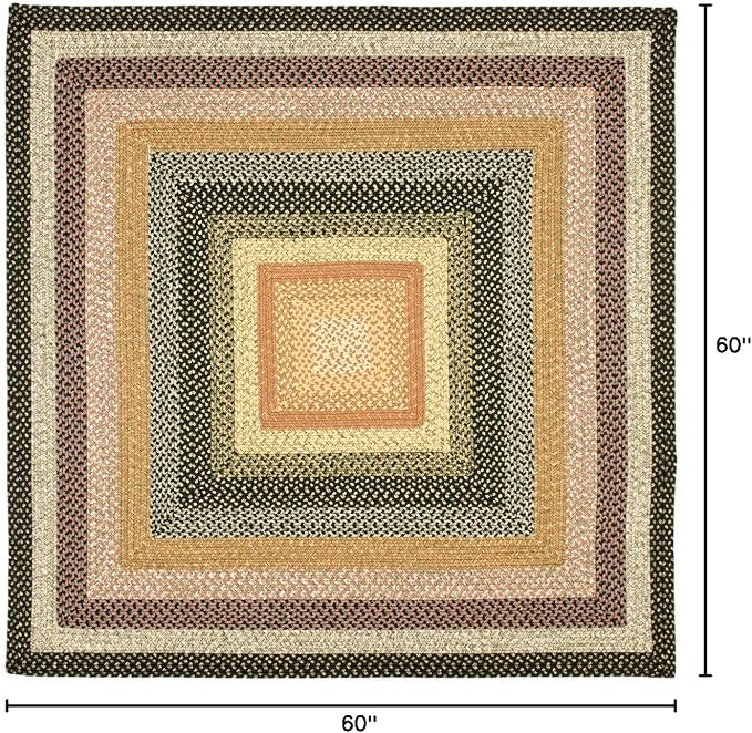 SAFAVIEH Washable Rug Outdoor Braided Collection - 5' Square, Multi, Handmade & Reversible, Non-Shedding & Easy to Clean, Ideal for Patio, Backyard, Mudroom (BRD308A)
