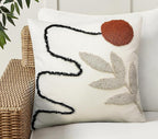 Merrycolor Abstract Boho Pillow Covers Tufted Mid Century Modern Throw Pillows Minimalism Aesthetic Textured Pillow Cover Sun Leaf Boho Pillows Decorative Throw Pillows for Bed Couch Sofa,18x18