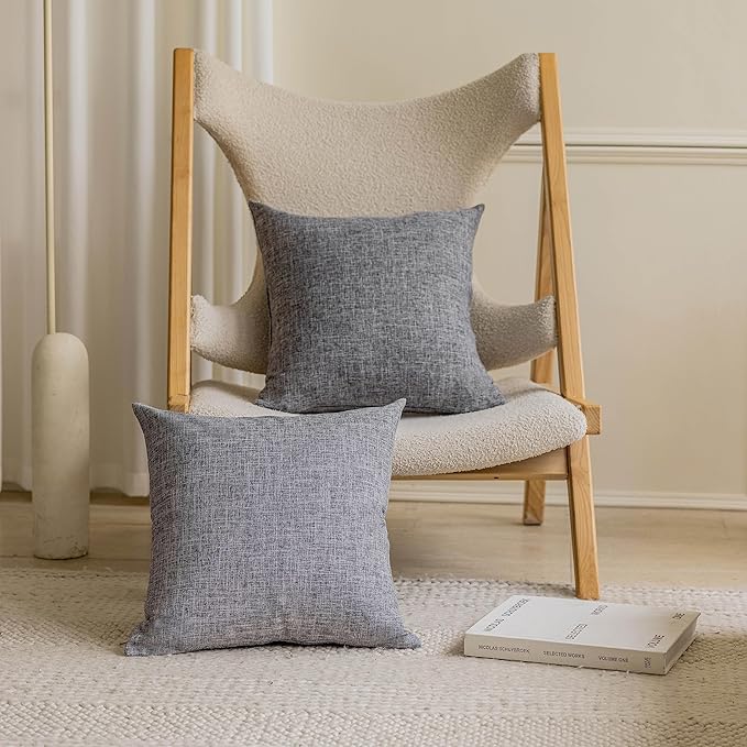 Home Brilliant 20x20 Pillow Cover Linen Decorative Throw Pillow for Bed, Couch, Sofa, Living Room, 1 pc, 20 x 20 inch, Ash Grey