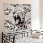 WNAGT Retro Trendy Leopard Tapestry Wall Hanging, Cheetah Leopard Room Decor, Vintage Funky Cheetah Print Lips Wall Blanket Decor for Girls Bedroom Dorm Apartment Home, 50x60 Inch