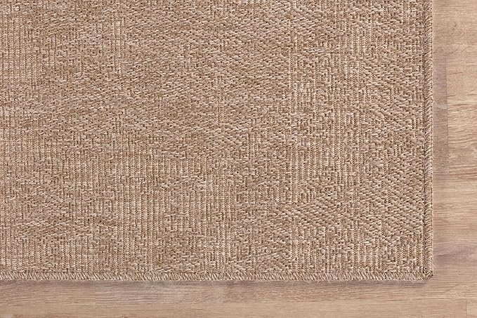 CAMILSON Easy Jute Rug 9x12, Indoor Outdoor Natural Color Fiber Area Rugs for Living Room Patio and Kitchen Rug, Solid Boho Woven Design, Easy-Cleaning, Washable Outside Carpet Alfombras (9 x 12)