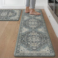 GENIMO Kitchen Mats for Floor, 2PCS Kitchen Rugs Non Slip Washable, Waterproof Anti Fatigue Mat, Comfort Standing Runner Rug for Sink, Office, Laundry, Home, 17.3"x59"+17.3"x30", Slate Blue