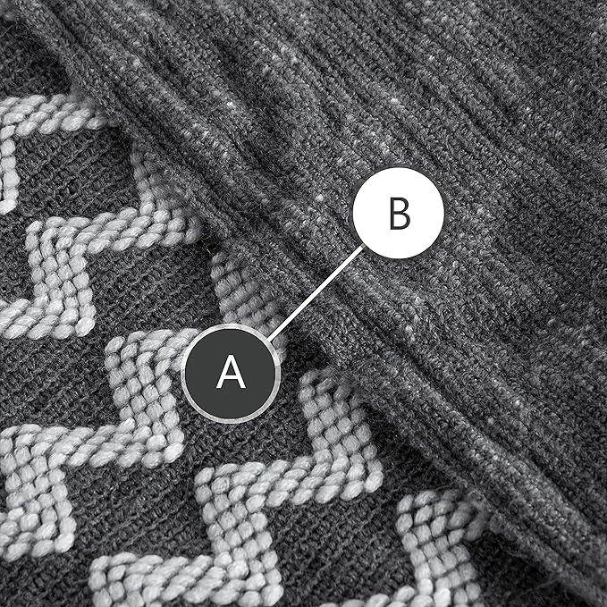 NTBAY Acrylic Knitted Throw Blanket, Lightweight and Soft Cozy Decorative Woven Blanket with Tassels for Travel, Couch, Bed, Sofa, 51x67 Inches, Grey Wave