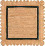 SAFAVIEH Natural Fiber Collection Area Rug - 6' Square, Natural & Dark Green, Handmade Jute, Ideal for Living Room, Bedroom, Dining Space (NF896Y)