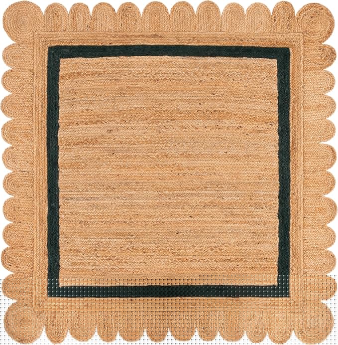 SAFAVIEH Natural Fiber Collection Area Rug - 6' Square, Natural & Dark Green, Handmade Jute, Ideal for Living Room, Bedroom, Dining Space (NF896Y)