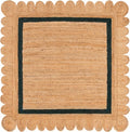 SAFAVIEH Natural Fiber Collection Area Rug - 6' Square, Natural & Dark Green, Handmade Jute, Ideal for Living Room, Bedroom, Dining Space (NF896Y)