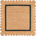SAFAVIEH Natural Fiber Collection Area Rug - 6' Square, Natural & Dark Green, Handmade Jute, Ideal for Living Room, Bedroom, Dining Space (NF896Y)