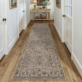 HUGEAR 3x10 Runner Rug Hallway Retro Brown Machine Washable Vintage Floral Low Pile Carpet Vacuumable Distressed Long Throw Rug Bedroom Office Bathroom Kitchen Laundry Non Slip Soft Lightweight