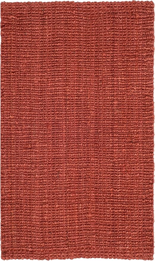SAFAVIEH Area Rug 2x3 - Natural Fiber Collection - Rust, Handmade Jute, Farmhouse Style, Chunky Textured Thick Pile (NF447C)