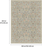 GENIMO 5x7 Washable Area Rug, Non-Slip Vintage Boho Floral Carpet, Soft Low-Pile Thin Bedroom Rug for Living Room, Dining Room, Nursery, Beige Blue