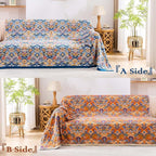 Boho Throw Blanket for Bed, 100% Cotton Soft Rustic Quilt Fall Blanket, 80"x90" Floral Printed Farmhouse Decor Bed Blankets, All Season Rustic Reversible Bohemian Throw Quilt