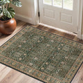 Bavni 2x3 Doormat, Machine Washable Runner Rug Non Slip, Vintage Floral Print Style Rugs for Entrance-Lightweight Low Pile Carpet for Hallways Kitchen and Corridor, Dark Green/Multi