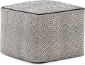 SIMPLIHOME Brynn Square Pouf - 18 inch Wide Handwoven Cotton Ottoman in Patterned Black and Natural, Boho Footstool, Coffee Table or Extra Seating for Living Room or Bedroom, Assembled
