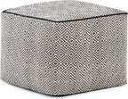 SIMPLIHOME Brynn Square Pouf - 18 inch Wide Handwoven Cotton Ottoman in Patterned Black and Natural, Boho Footstool, Coffee Table or Extra Seating for Living Room or Bedroom, Assembled