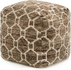 Anji Mountain Pouf Ottoman Foot Rest, Handmade Ottoman Pouf, Comfortable Foot Stool, Decorative Floor Seating for Living Room Decor, Bedroom & Home Décor Accent - Brown