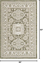 Rugs.com Outdoor Aztec Collection Rug – 3' x 5' Green Flatweave Rug Perfect for Living Rooms, Large Dining Rooms, Open Floorplans