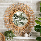bali & pari Bora Modern Bohemian Natural Rattan Wall Accent Mirror