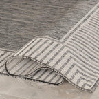 Nuloom Asha Grey/Ivory, 4' x 6', Casual, Striped Border, Soft and Cozy, High Traffic, Stain Resistant, Easy Clean, Durable Area Rug for Indoor/Outdoor Patio, Deck, Porch, Garden, Courtyard