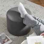 Bezseller Soft Boucle Pouf Ottoman, Comfortable Foot Rest, Full Foam Filling Footstool for Living Room, Bedroom, Lightweight Comfort and Charm Floor Poof Seating Perfect to Rest Your Feet, Grey
