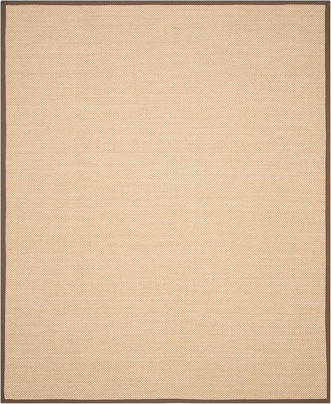 SAFAVIEH Area Rug 9x12 - Natural Fiber Collection - Large - Maize & Brown, Sisal, Woven Design with Border (NF141C)