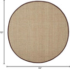 SAFAVIEH Area Rug 6' Round - Natural Fiber Collection - Natural & Dark Brown, Seagrass, Basketweave Pattern with Border (NF114K)
