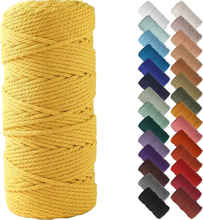 NOANTA 3mm x 109yards Yellowish Brown Macrame Cord, Colored Macrame Rope, Cotton Rope Macrame Yarn, Colorful Cotton Craft Cord for Wall Hanging, Plant Hangers, Crafts, Knitting