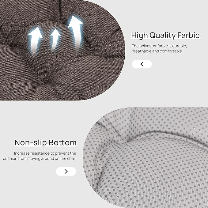 Love's cabin Memory Foam Chair Cushions Set of 4, 19"x19"x3.5" Indoor & Outdoor Seat Pads for Dining, Kitchen, Office, Patio Chairs - Coffee
