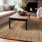 IRONGATE Jute Handspun Area Rug - Premium Jute Handwoven Reversible Chunky Textured Tan Beige Neutral Throw Accent Rug Carpet - Rustic Farmhouse Living Room Bedroom Den Study Décor - 8'6"x12' Natural