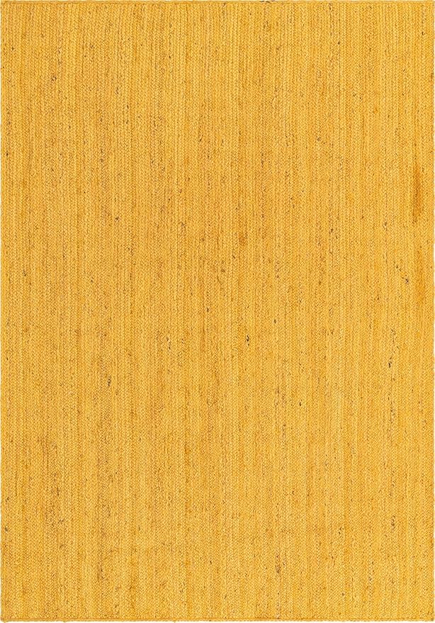 Unique Loom Braided Jute Collection Area Rug - Dhaka (7' 1" x 10' Rectangle, Yellow)