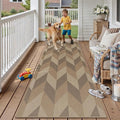 2.6x8 Easy Jute Runner Rug Washable Brown Checkered Hallway Outdoor Rug for Patio Lightweight Non Slip No Sheding Carpet Entryway Bathroom Backyard Porch Kitchen