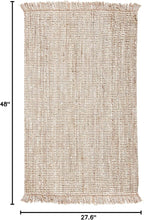 SAFAVIEH Natural Fiber Collection Accent Rug - 2'3" x 4', Grey & Beige, Handmade Woven Fringe Jute, Ideal for High Traffic Areas in Entryway, Living Room, Bedroom (NF825F)