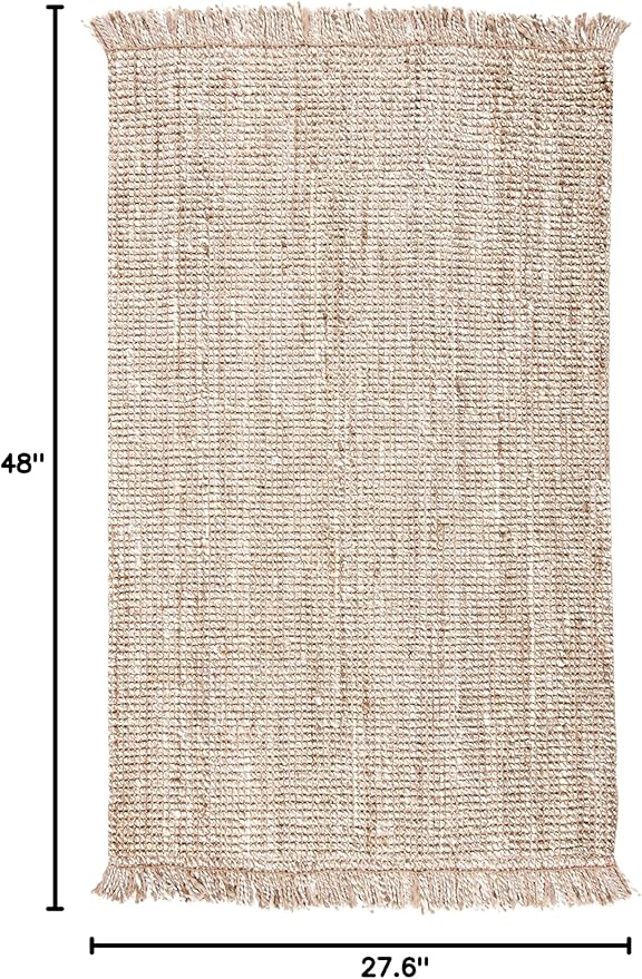 SAFAVIEH Natural Fiber Collection Accent Rug - 2'3" x 4', Grey & Beige, Handmade Woven Fringe Jute, Ideal for High Traffic Areas in Entryway, Living Room, Bedroom (NF825F)