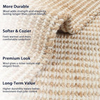 4' x 6' Jute & Wool Area Rug, Handwoven Mini Check with 4-Inch Border – Natural Farmhouse Living Room, Dining & Bedroom Rug, Neutral Flatweave Indoor Décor (4' x 6')