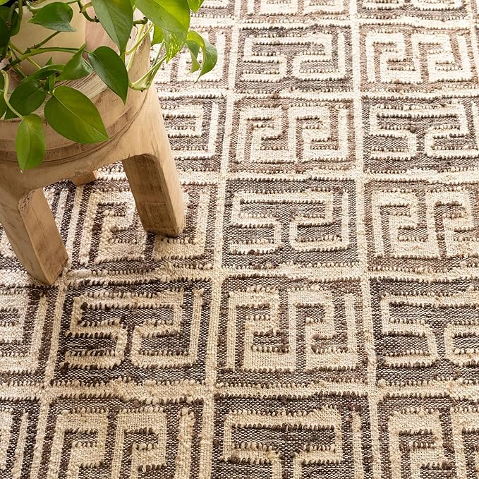 Dash and Albert Auricula Handwoven Jute Rug, 8 X 10 Feet, Black/Neutral Geometric Pattern - Premium Luxury Hotel Quality Soft Breathable Hypoallergenic Machine Washable Easy Care All Season