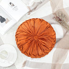 Round Throw Pillows Decorative Pleated Throw Pillows 15'' Diameter Accent Pumpkin Boho Chair Cushion for Couch Sofa Home Decoration(Burnt Orange,1 Pcs)
