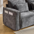 VINGLI 111" Convertible Modular Sectional Sofa,Comfortable L Shaped Reversible Couch with Ottoman, Removable 3 Seater Boneless Modern Couch, Durable Chenille Cloud Sofa for Living Room,Grey