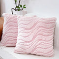 Pink Couch Pillow Covers 20" x 20" Striped Elegant Fluffy Blush Decorative Pillow Covers Faux Fur Boho Texture Throw Pillow Covers Decor for Sofa Chair Livingroom - 2 Pieces