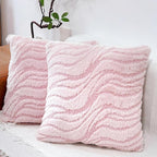 Pink Couch Pillow Covers 20" x 20" Striped Elegant Fluffy Blush Decorative Pillow Covers Faux Fur Boho Texture Throw Pillow Covers Decor for Sofa Chair Livingroom - 2 Pieces