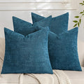 Set of 4 Soft Textured Decorative Throw Pillow Covers 18x18 Inch Cozy Farmhouse Cushion Cover Square Accent Pillow Cases for Bed Couch Sofa Living Room, Teal