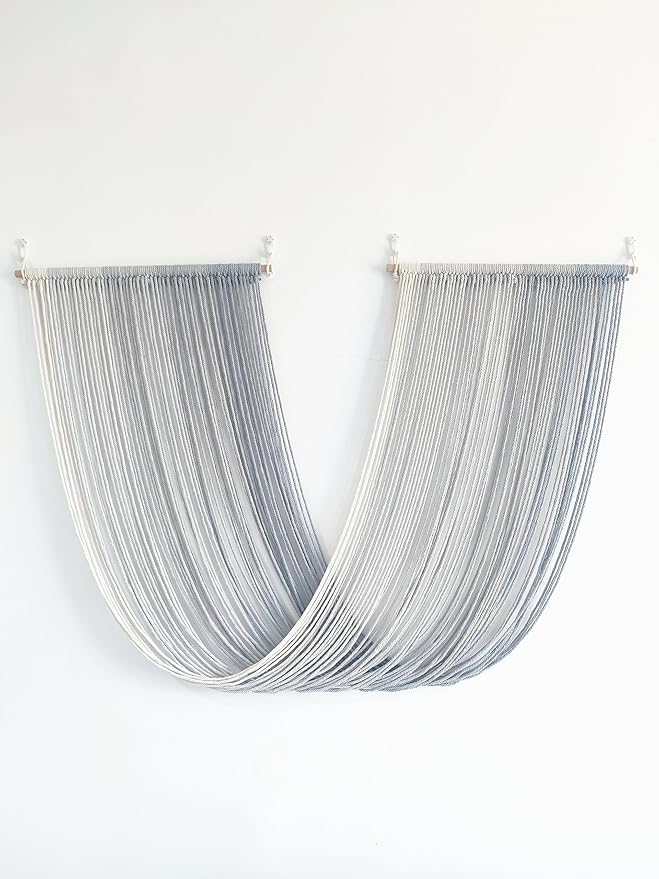 QULBUJ Dip Dye Large Macrame Wall Hanging Tie-Dye Yarn Tapestry Home Boho Wall Decor Ombre Art Headboard Bedroom Living Room 52" Wx34 L,Grey