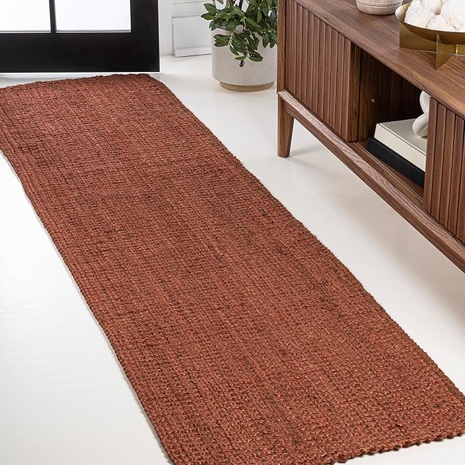 JONATHAN Y Pata Hand Woven Chunky Jute Terracotta Runner Rug, 2x8, Bohemian, Rustic, Cottage, Easy-Cleaning for Living Room, Bedroom, Kitchen, Non-Shedding (NRF102F-28)