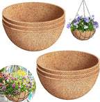 Riare 6 Pack 14 Inch Round Coco Liners Replacement, 100% Natural Coconut Coir Liners for Hanging Baskets, Garden Flower Vegetables Planter Pot, Window Box, Fence, Decks