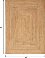 Nourison Home Natural Jute Natural 4' x 6' Area Rug - Easy Clean, Non Shedding, Bed Room, Living Room, Dining Room, Kitchen (4' x 6')